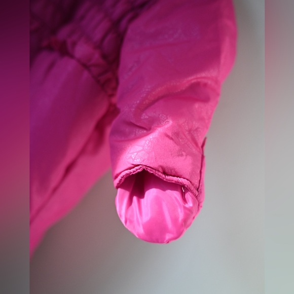 Rothschild 12M Infant Girls Snowsuit In Vibrant Pink with Floral Embossed Design - Picture 3 of 15